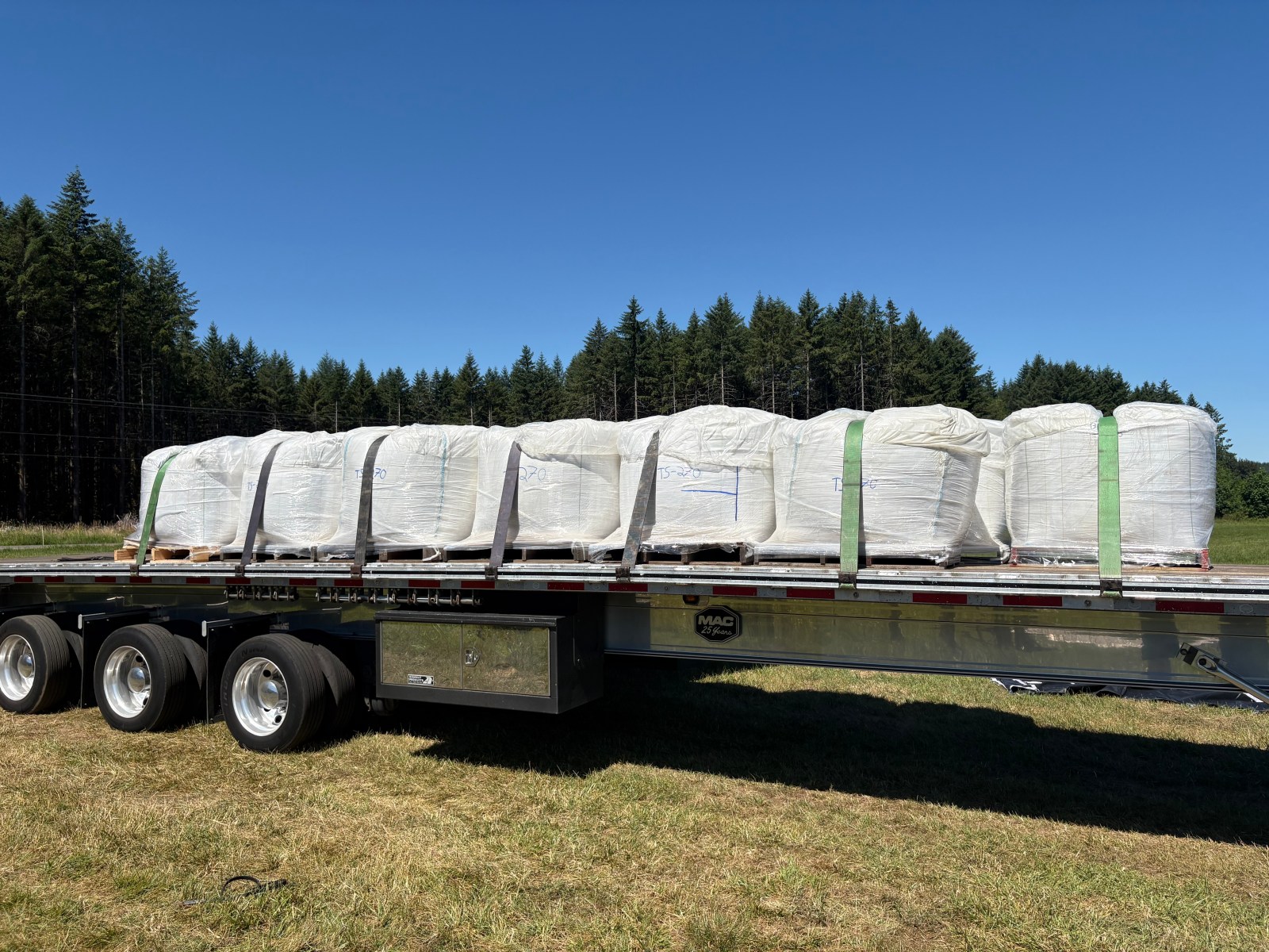 Rock dust delivery truck at the farm